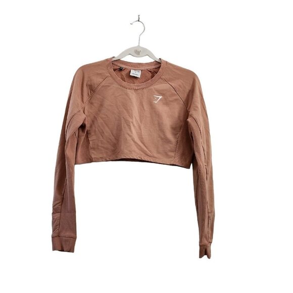 Gymshark Training Womens Sweater Small Paige Pink Cropped Longsleeve athleisure - Picture 1 of 10